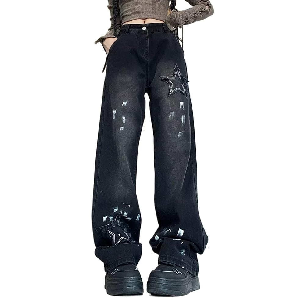 Amazon.com: Zeavitt Women Baggy Jeans Y2K Star Pants